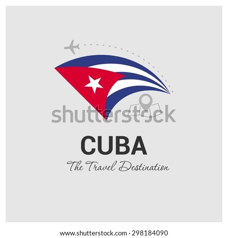 Cuba The Travel Destination logo - Vector travel company logo design - Country Flag Travel and Tourism concept t shirt graphics - vector illustration