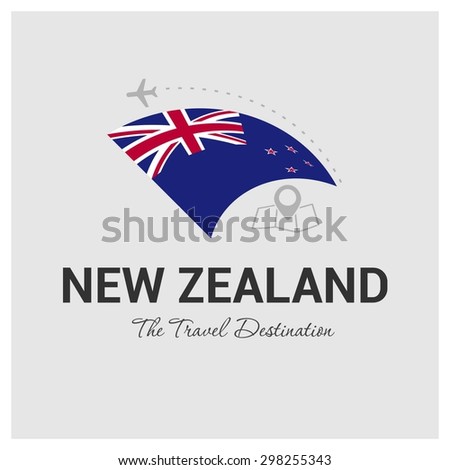 New Zealand The Travel Destination logo - Vector travel company logo design - Country Flag Travel and Tourism concept t shirt graphics - vector illustration
