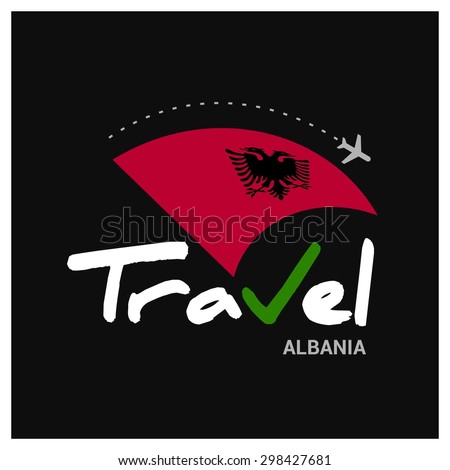Vector travel company logo design - Country travel agency logo - Country Flag Travel and Tourism concept t shirt graphics - Travel Albania Symbol - vector illustration