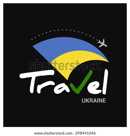 Vector travel company logo design - Country travel agency logo - Country Flag Travel and Tourism concept t shirt graphics - Travel Ukraine Symbol - vector illustration