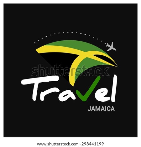 Vector travel company logo design - Country travel agency logo - Country Flag Travel and Tourism concept t shirt graphics - Travel Jamaica Symbol - vector illustration