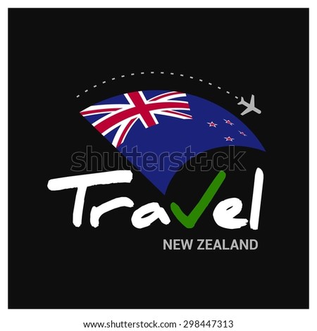 Vector travel company logo design - Country travel agency logo - Country Flag Travel and Tourism concept t shirt graphics - Travel New Zealand Symbol - vector illustration