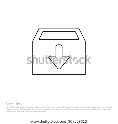 Download box Outline Icon, Vector Illustration, Flat pictogram icon