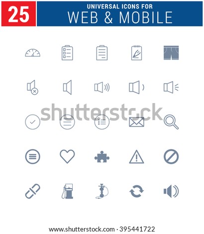 25 Universal Icons For Web and Mobile. web icons for business, finance and communication