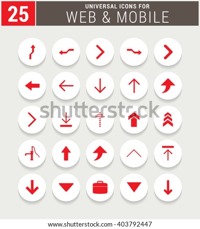 25 Red Universal icon set. simple pictogram minimal, flat, solid, mono, monochrome, plain, contemporary style. Vector illustration web internet design elements
