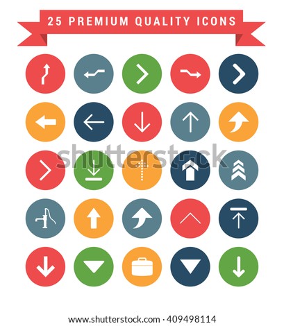 25 Universal web and mobile icon set. A set of 25 multi coloured flat icons for mobile and web.