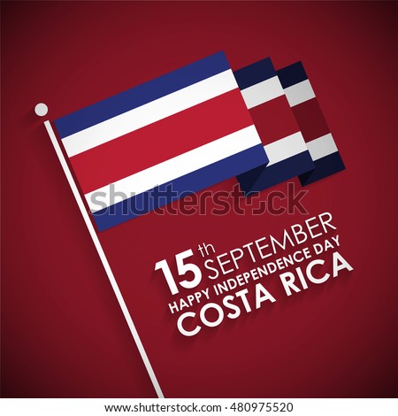 3d Costa Rican Flag with typography. 15th September 