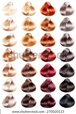 Hair Palette samples of different colors. Tints set.