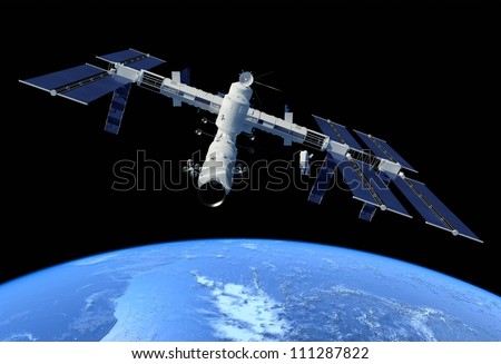 Space station in outer space.