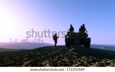 A group of soldiers on a tank.