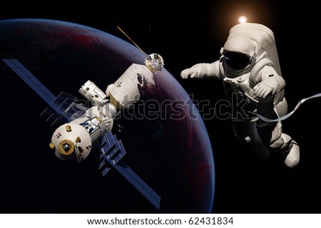 The astronaut  in outer space
