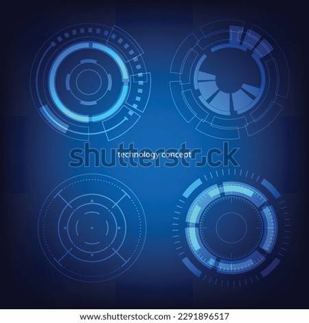 technology concept. HUD Circle User interface on blue background. circle elements for data infographics. set of sci fi modern user interface elements.