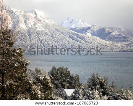 Beautiful landscape mountains lake Bariloche, Patagonia Argentina.