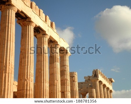 Ruins of the Parthenon Temple in Athens.