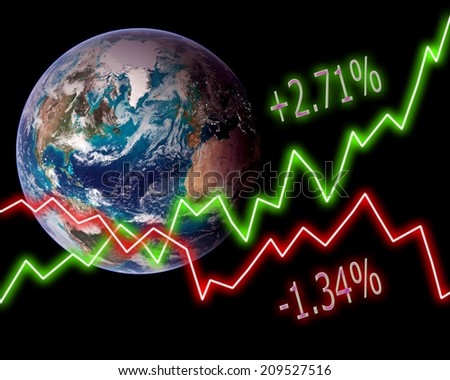 Earth space stock market chart numbers graph background. Elements of this image furnished by NASA.
