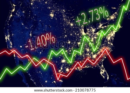 US map stock market chart numbers graph background. Elements of this image furnished by NASA.