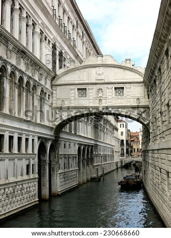 Canal bridge landmark gothic architecture Venice, Italy.