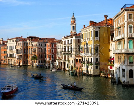 Houses Venezia grand canal water gondola boat Venice, Italy.