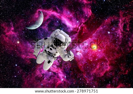 Astronaut spaceman suit outer space moon sun universe. Elements of this image furnished by NASA.