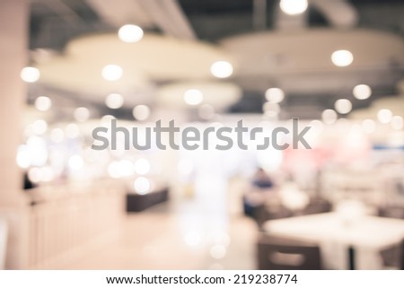 vintage filtered ,food court blurred background with bokeh,defocused lights