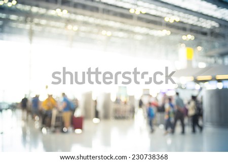 Blur background : Terminal Departure Check-in at airport with bokeh