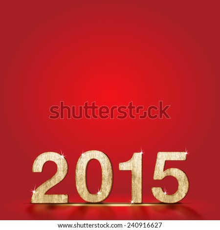 2015 year wood number with sparkling star light in red studio background,Template that leave space for your content