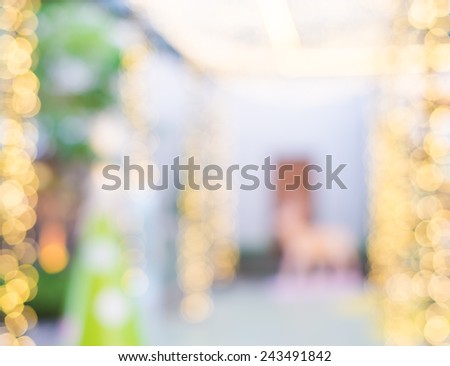 Blur background : Light decoration at outdoor store with bokeh light