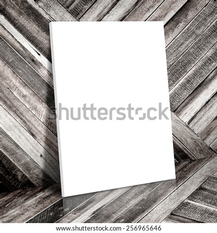 Blank white poster frame at tropical wooden room Canvas frame template mock up for adding your content,Business concept