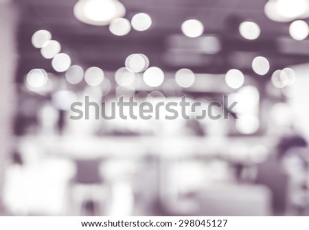 Blurred background : monotone filter Coffee shop blur background with bokeh.