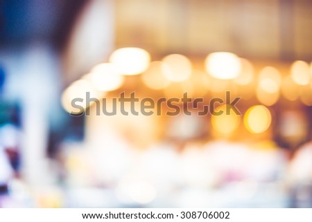 Blur background,Restaurant counter bokeh light.