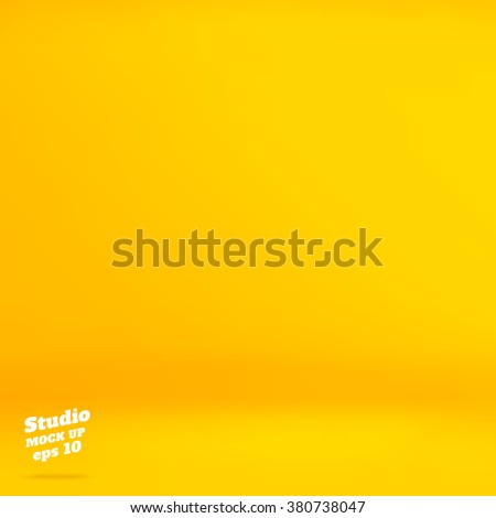 Vector :Empty vivid yellow studio room background ,Template mock up for display of product,Business backdrop.