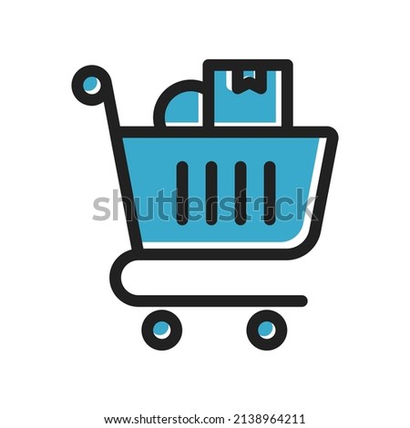 icon trolley contains packages, for logo, icon, mobile phone, online store. Vector Illustration