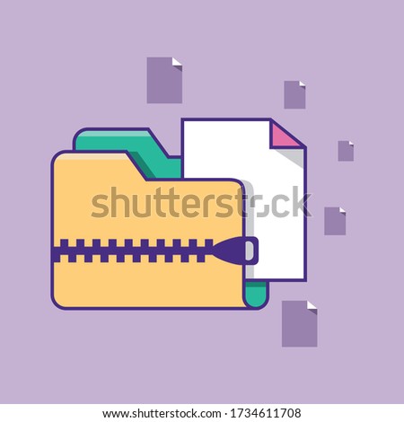 Folder icon. Zipped compressed file or folder vector illustration. Zip folder archive directory