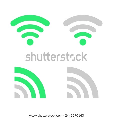Wifi signal good bad strength level icon vector graphic set. Mobile antenna wireless connection