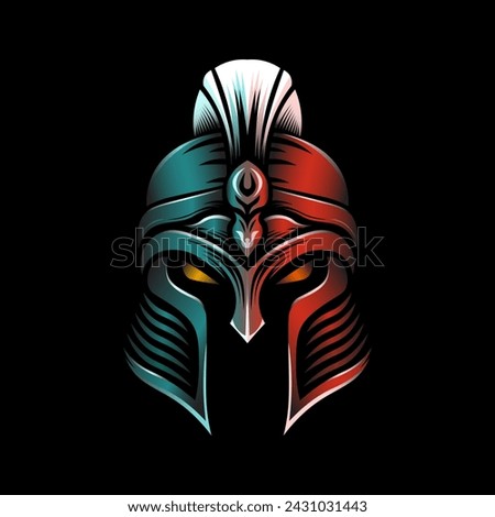 Featuring an ancient Roman Spartan warrior helmet illustration with gradient color, this illustration is perfect for educational materials, logos, or adding a touch of Roman valor to any project.