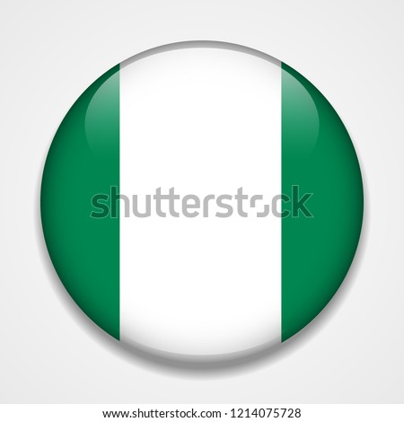 Flag of Nigeria. Round glossy badge