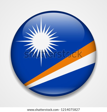 Flag of Marshall Islands. Round glossy badge