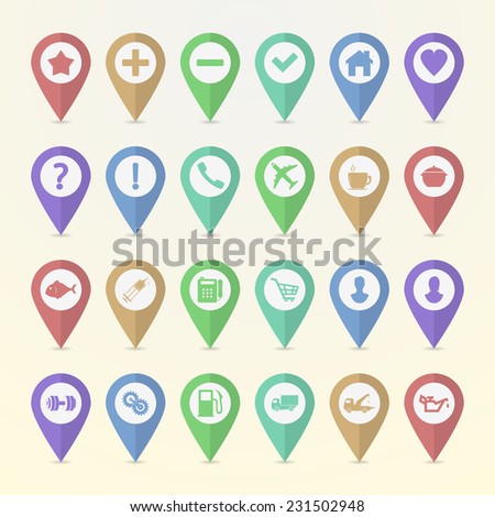 Set of map pointer icons