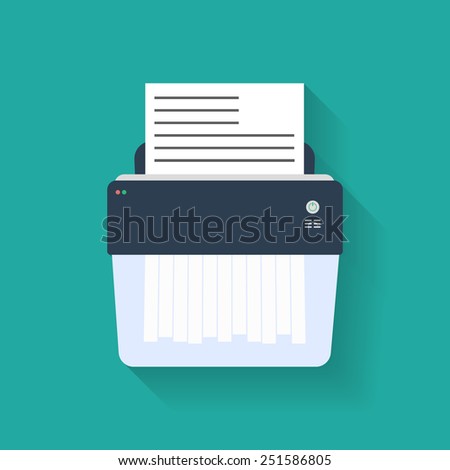 Icon of paper Shredder. Flat style. 