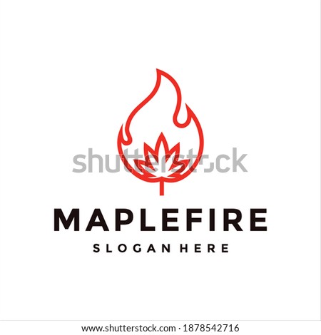 maple and fire logo design vector template