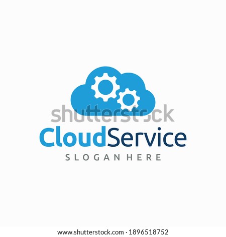 cloud computing, cloud services, cloud with gear concept logo design vector illustration