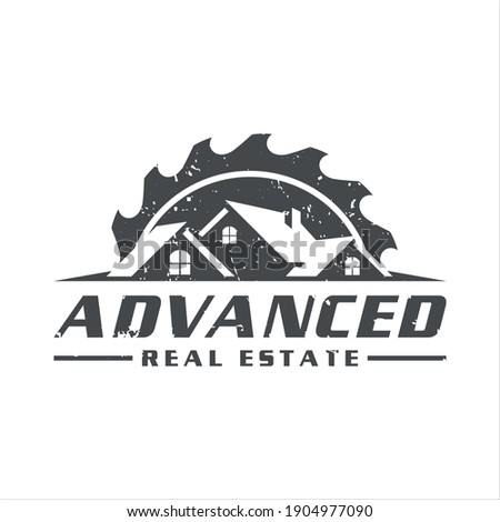 retro vintage, carpenter roofing real estate logo design,vector illustration.