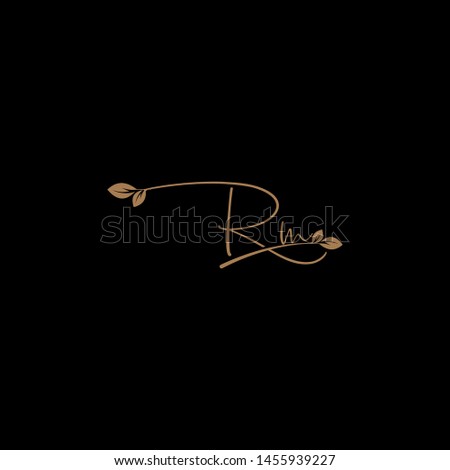 Beauty vector Initial letters R M with leaf. Signature, handwriting, fashion, boutique, wedding, jewelry, botanical , floral logo creative Vector logo Design template Stock fotó © 