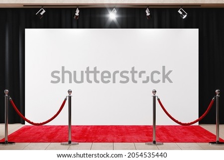 Red carpet backdrop mockup. 3D rendering Foto d'archivio © 
