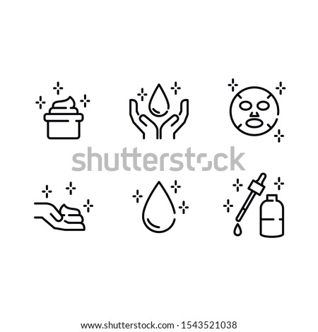 Skin Care. Drop. Cream. Moisturizer. Sheet Mask. Hands - Vector Icon Set