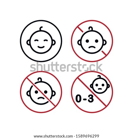 Not Safe For Children. Vector Icon Set. 