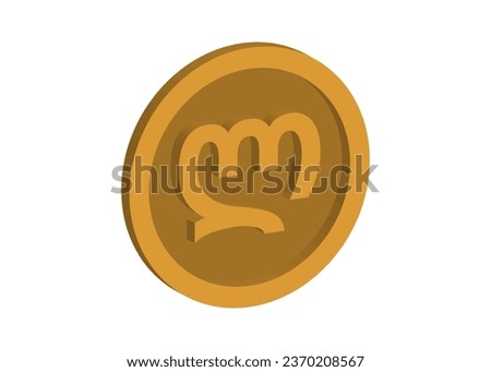 3D georgian lari gel currency logo isolated on white background. vector illustration. 