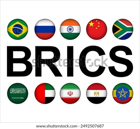 brics alphabet country isolated on white background for icon logo web. vector illustration.