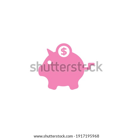 pink piggy bank flat logo for saving money