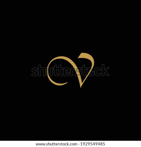 Gold letter V flat icon logo